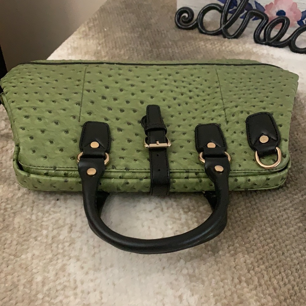 Green Ostrich-Embossed Handbag - Picture 9 of 10